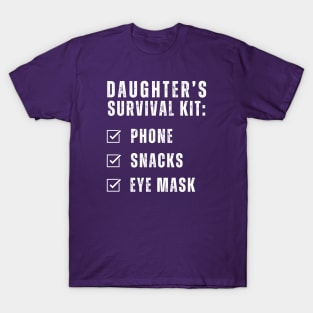 Daughter's Survival Kit Phone Snacks Eye Mask Mom and Daughter matching T-Shirt